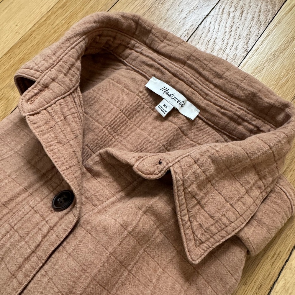 Madewell Tan Quilted Shirt Jacket